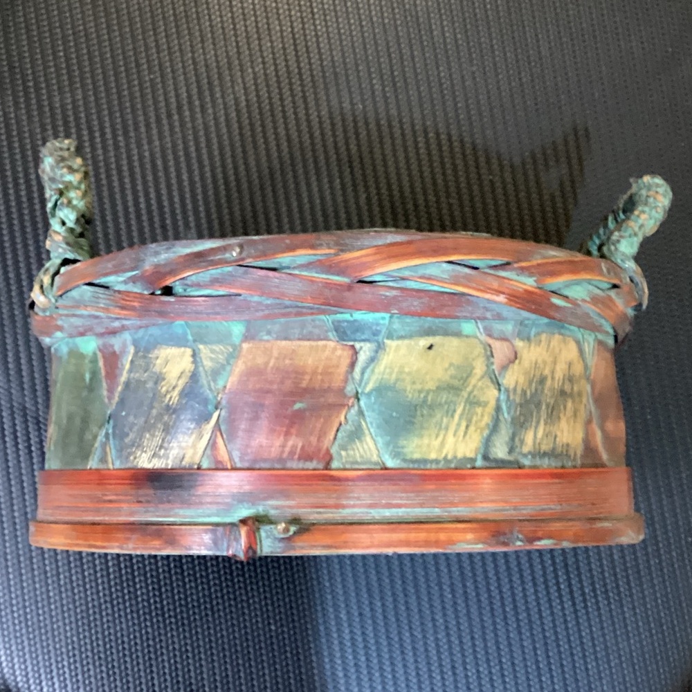 Colorful Woven Basket with Handles